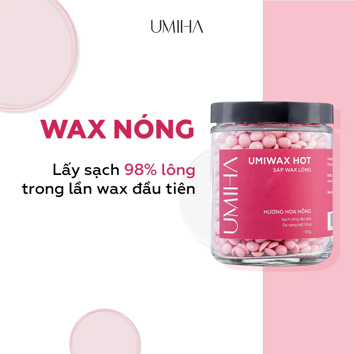 Sáp Nóng wax lông UMIHA 135G wax lông nách, wax tay chân, sáp wax bikini, dòng sáp cao cấp siêu bám lông
