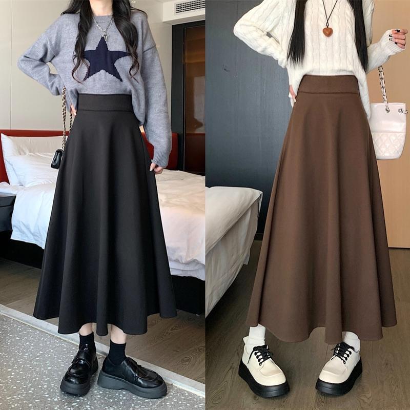 Chân váy dáng dài bồng xoè qua gối có khoá kéo sau cạp to tôn dáng vải tuyết mưa vitex dày dặn