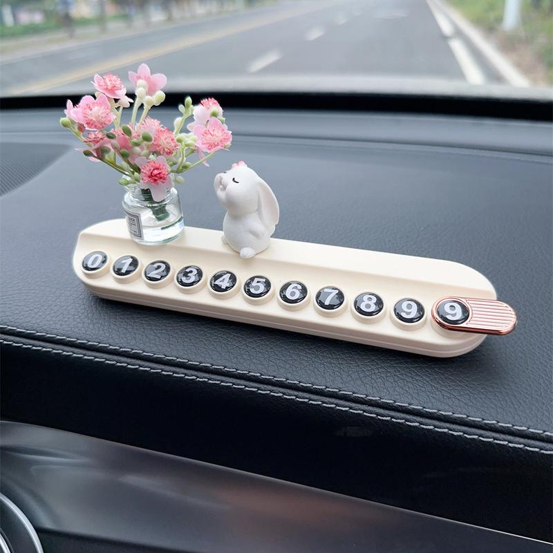 Bảng Biển Số Điện Thoại Di Động Tạm Thời Cho Xe Hơi, Thiết Kế Hoạt Hình Thỏ Nhỏ Dễ Thương, Tinh Dầu Thơm Sáng Tạo, Đồ Trang Trí Đỗ Xe Di Động Hàng Mới Về 6