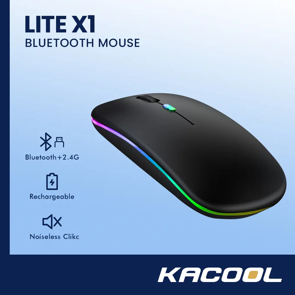 Wireless Mouse Rechargeable Bluetooth Mouse Ultra-Thin Silent Mouse 2.4G Wireless Mouse RGB Light