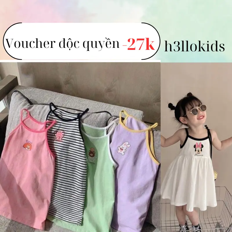 Váy hai dây COTTON bé gái từ 7-20/21kg