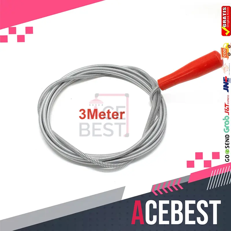 ACEBEST Alat Pembersih Selang Wastafel Untuk Pipa Tersumbat Cleaner Manual JS-112 2 Meter Kawat Stainless 2
