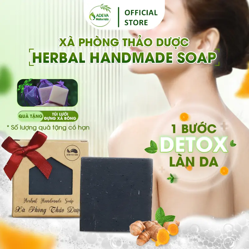 Xà Bông Thảo Dược ADEVA NONI Làm theo phương pháp nguội, Giúp Loại Bỏ Bụi Bẩn Và Tế Bào Chết Trên Da, Giảm Nhờn, Chống Viêm 100g Handmade Dưỡng Body Dưỡng Da Body 7