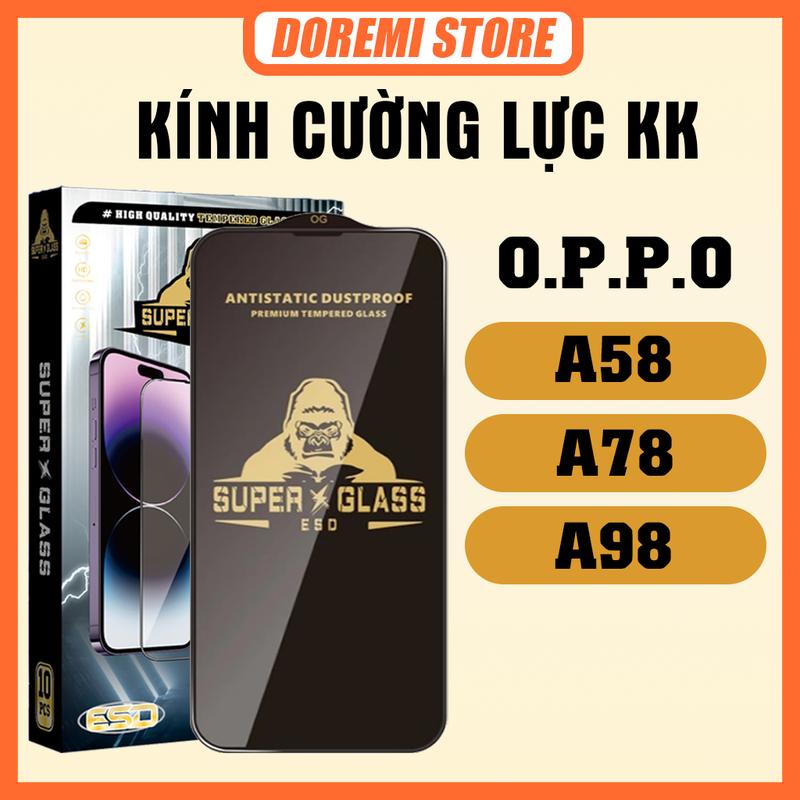 [COMBO 3 KÍNH] Kính cường Lực Oppo A58 / A78 / A98 KK đen, miếng dán bảo vệ màn hình