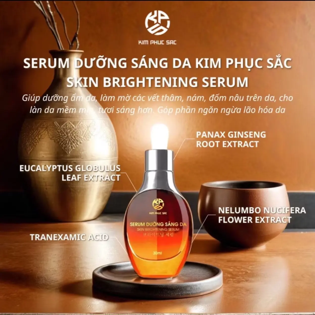 Serum Dưỡng Sáng Da Kim Phục Sắc Phiên Bản Mới (Màu Nâu) Dung Tích 30ml - Sen, Skincare mun