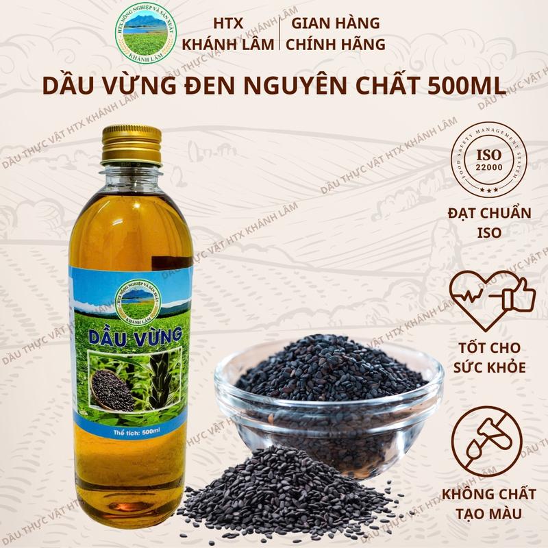 Dầu vừng đen mè đen cho bé ép sạch nguyên chất đạt tiêu chuẩn ISO Hợp Tác Xã Khánh Lâm chai 500ml Dầu Ăn