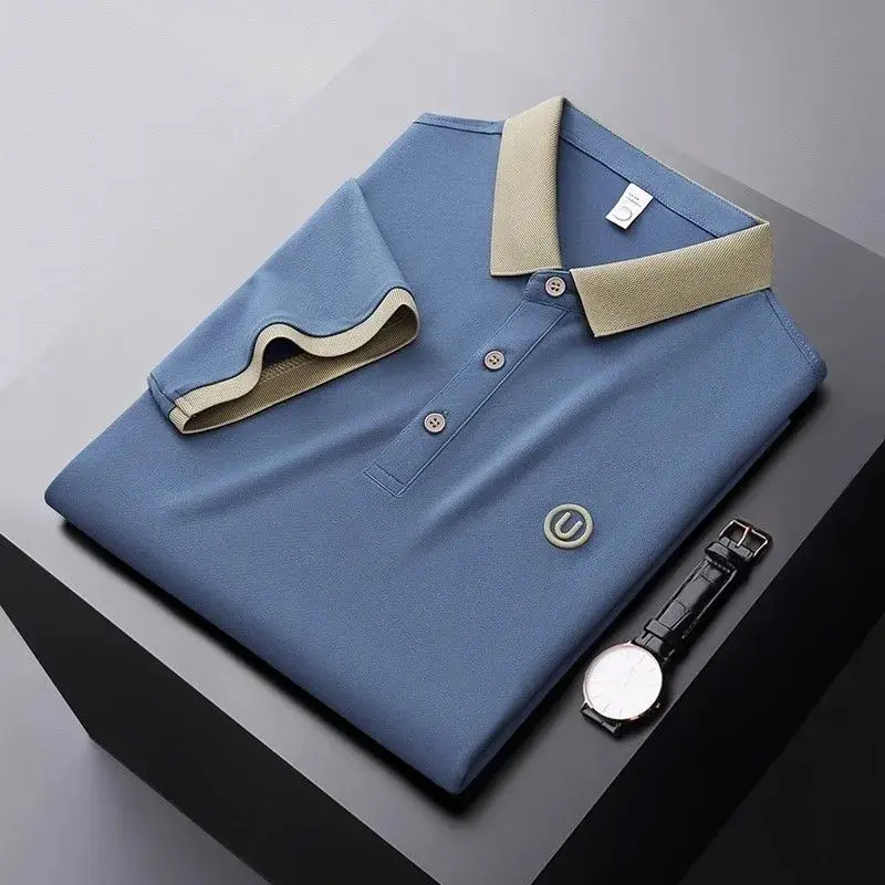 Men's polo shirt-high-end embroidered loose-fit business casual tee Breathable Menswear Top Classic