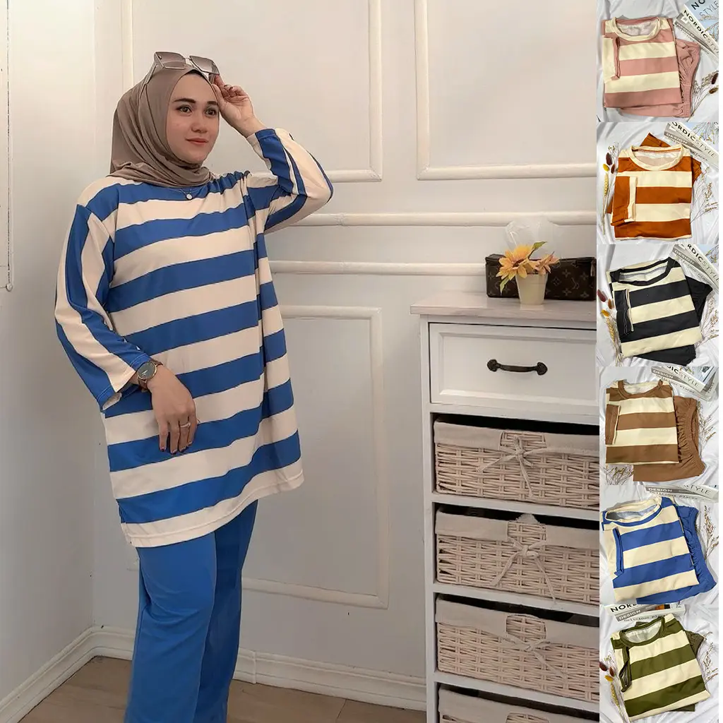 SETELAN WANITA JUMBO LD 116 ATASAN WANITA SALUR DAN CELANA WANITA baju oversize dewasa Motif CELANA