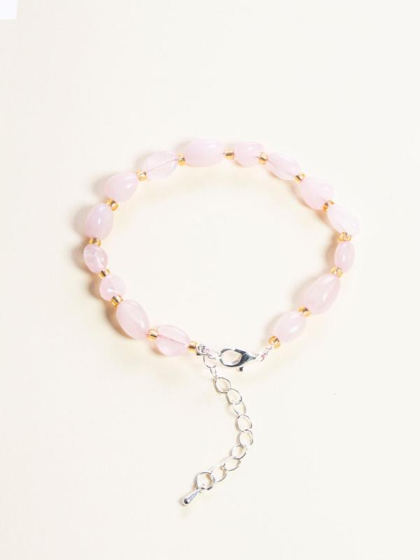 Rose Quartz Bracelet, Natural Stone Beaded Bracelet for Women & Men, Fashion Jewelry for Party, Daily Decor, Trendy All-match & Exquisite Jewelry for Birthday Gift 6