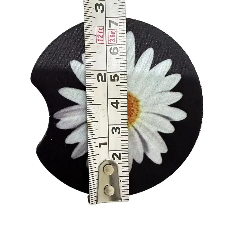 Daisy Pattern Car Coasters, 1 Pair Waterproof Non-slip Car Cup Mat, Car Interior Decoration Accessories, Car Interior Accessory 6