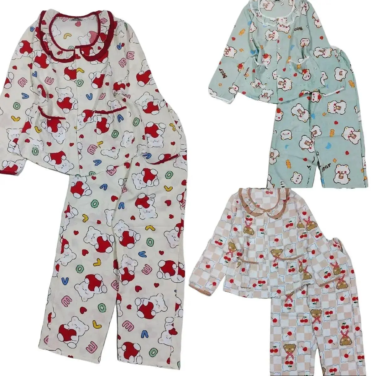Sét Bộ Ngủ . Bộ Pijama Lụa Đũi Xốp Phối Bèo Tay Dài Quần Dài In Hình Nhiều Hoạ Tiết Cho Nữ Size 38-50kg - Women, Pha Nguyen - Áo, Thun sét  đồ Voi đồ  macnha