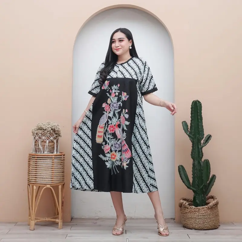 Daster payung encim motif parang-Daster bahan rayon premium busui freindly motif bunga lengan pendek ukuran standar ld 110 Pb 115 baju rumahan adem homedress kekinian adem nyaman dipakai Panjang Kain Ibu Menyusui 8