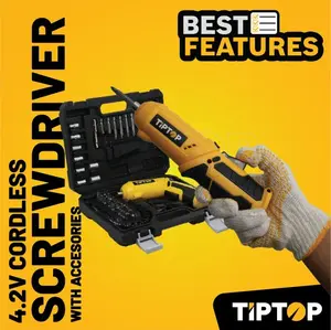TIP TOP Cordless Screwdriver / Obeng set 47pcs 4.2V (BSD-042SE)