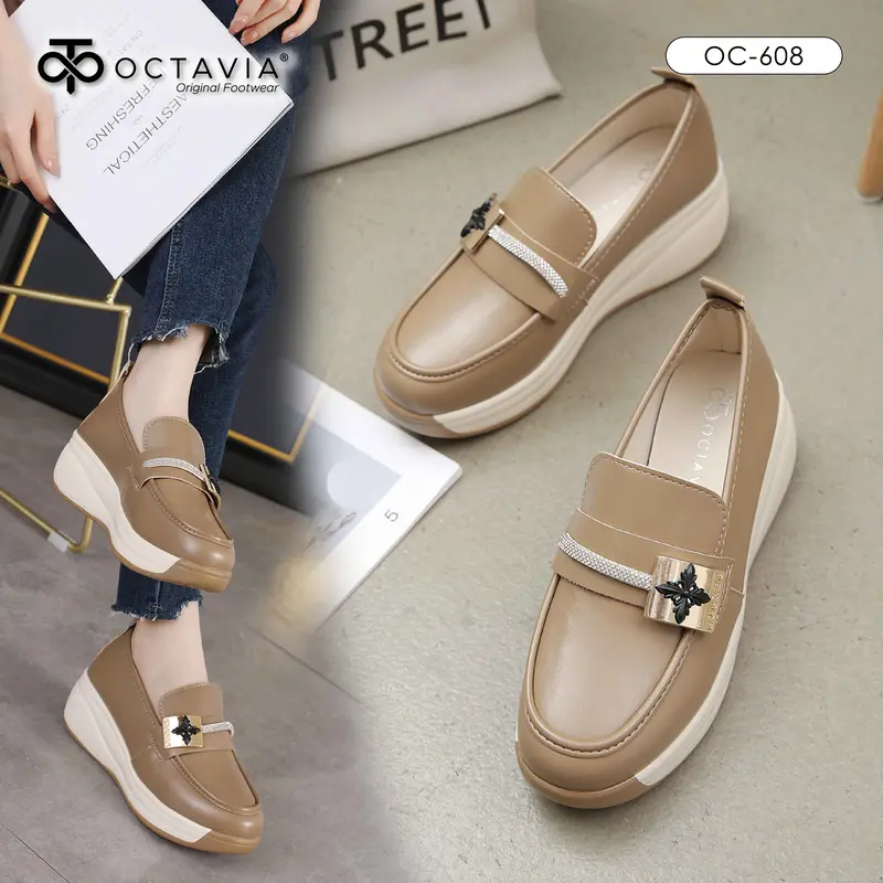 [ORIGINAL] OCTAVIA Sepatu Sneakers Casual Highsole Wedges Wanita #OC-608 6