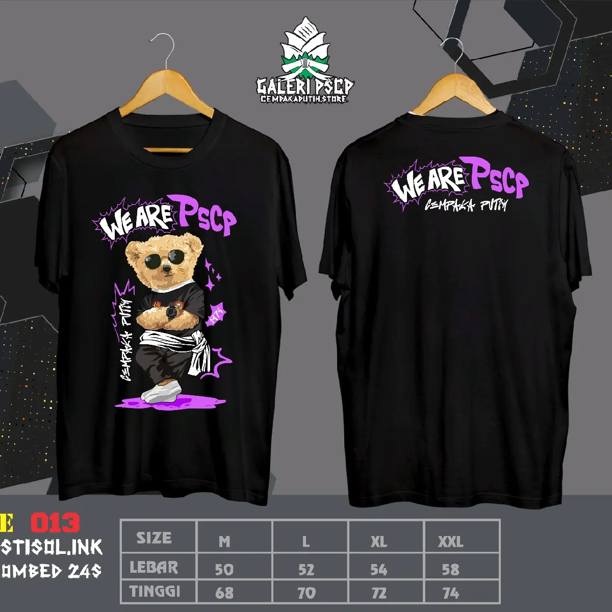 kaos pscp terlaris kode 013 desaik kekinian Hitam Katun Santai Combed