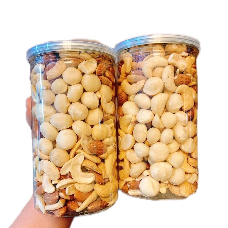 COMBO 2 HỘP (1KG) MIX 3 LOẠI HẠT : hạnh nhân, điều, macca nguyên hạt ( gồm 20 nhân macca) Snack Thức Ăn Ăn Vặt Food Nuts