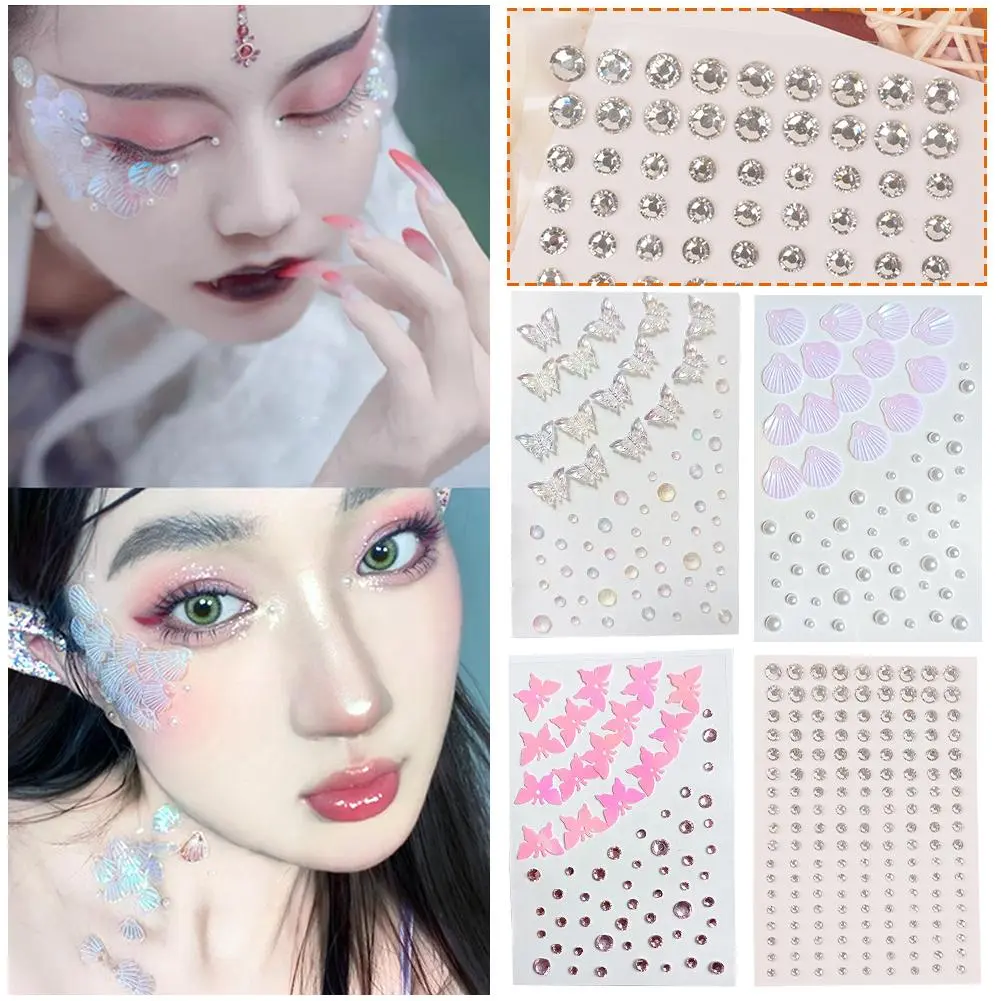 Miếng Dán Kim Cương Giả Trang Điểm Mặt, Phong Cách Hàn Quốc, Sáng Bóng, Phụ Kiện Tự Làm, Đồ Trang Trí Thủ Công, N4I0