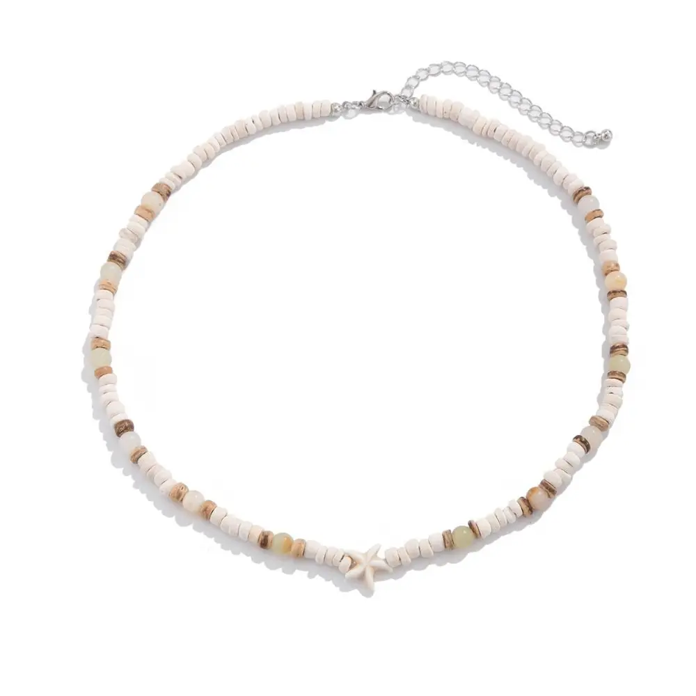 Summer Wood Beads Coconut-husk Necklace Bohemian Beach Surfer Starfish Choker Splicing Hip Hop Punk Male Clavicle Chain Men Gift
