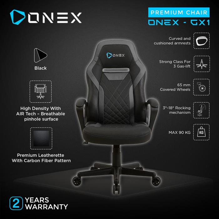 Gambar ONEX GX1 Premium Quality Gaming Chair Kursi - Black dari ONEX INDONESIA Kota Administrasi Jakarta Utara Tokopedia
