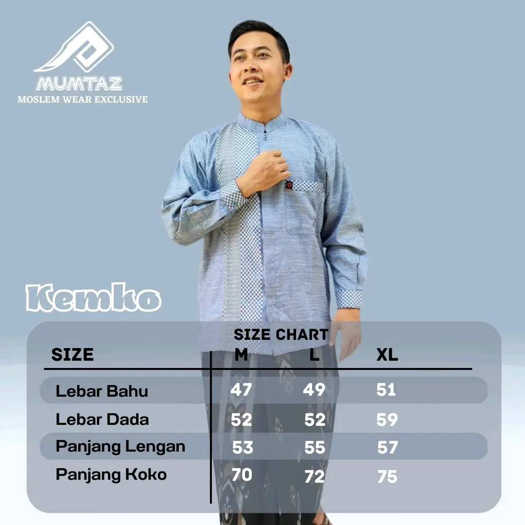 Baju Kemko Pria/ Baju Koko Pria Lengan Panjang Premium Kemko El-Hanan by Mumtaz Laki-laki