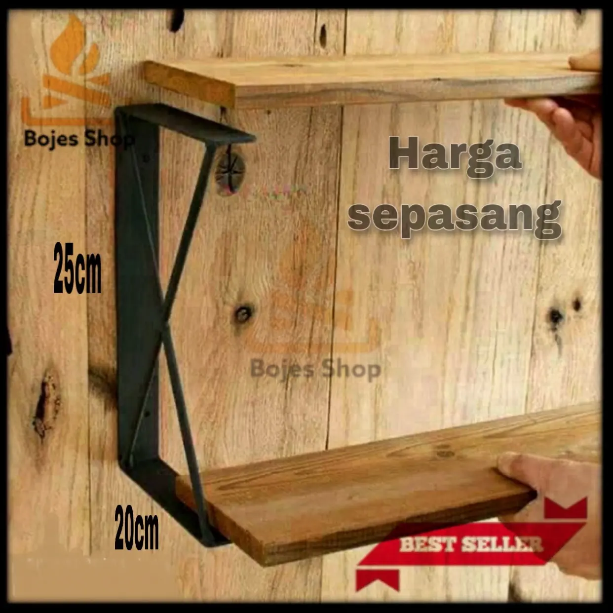 Besi penyangga rak dinding tempel 2ambalan besi rak gantung minimalis