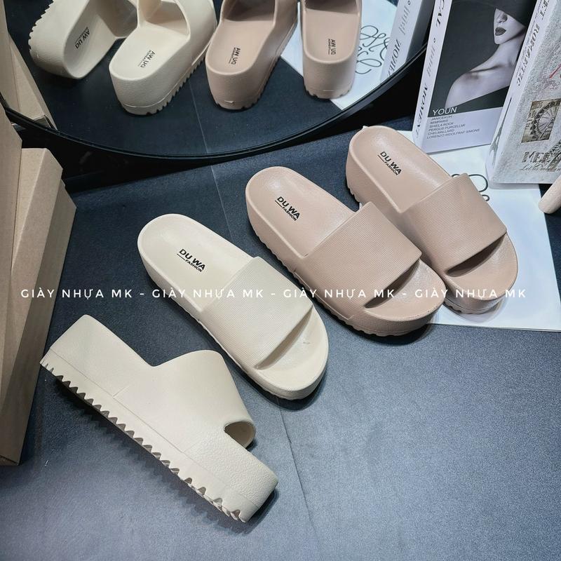  Dép quai ngang đế cao đi biển cho nữ đế đúc độn 6cm siêu nhẹ chống nước chống trượt - DL245 dép  bánh mì màu Nhung DéP GiàY Shoes Đồng Cao Su 