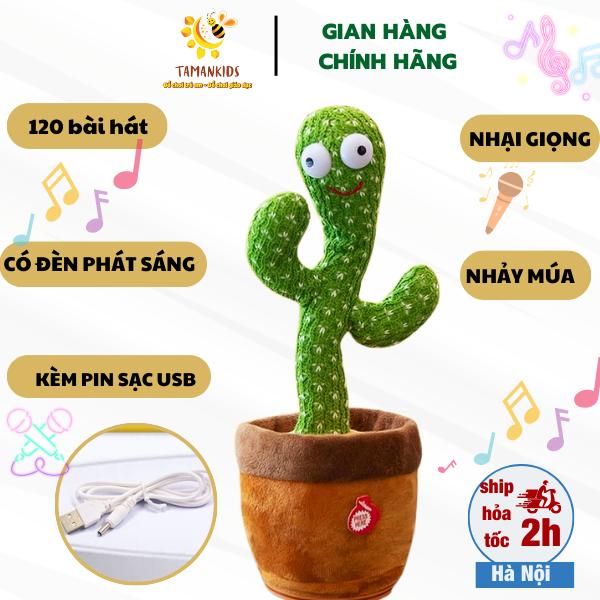 Đồ chơi cây xương rồng nhảy múa cho bé biết nhại và hát tiếng việt dùng sạc USB Toy Phát Nhạc Pin jumping cactus