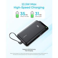 Gambar Anker Zolo Portable Power Bank 10,000mAh / 20,000mAh 3 ports with Built-in Type-C Cable Type-A port 22.5W Fast Charging PD PPS, Pass Through Charging, Compatible for iPhone, Samsung - A110D / A110E - 20K - Black 20k mAh dari Anker Official Medan Kota Medan 5 Tokopedia