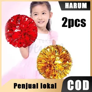 2pcs Pom Pom Tari Pompom Cheerleader Tebal Bola Bunga Cheerleader Umbul Umbul Nari Pemandu Sorak