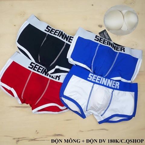 Quần lót độn mông nam 2 trong 1 kiểu boxer thun cotton độn mút rời QSHOP QN27