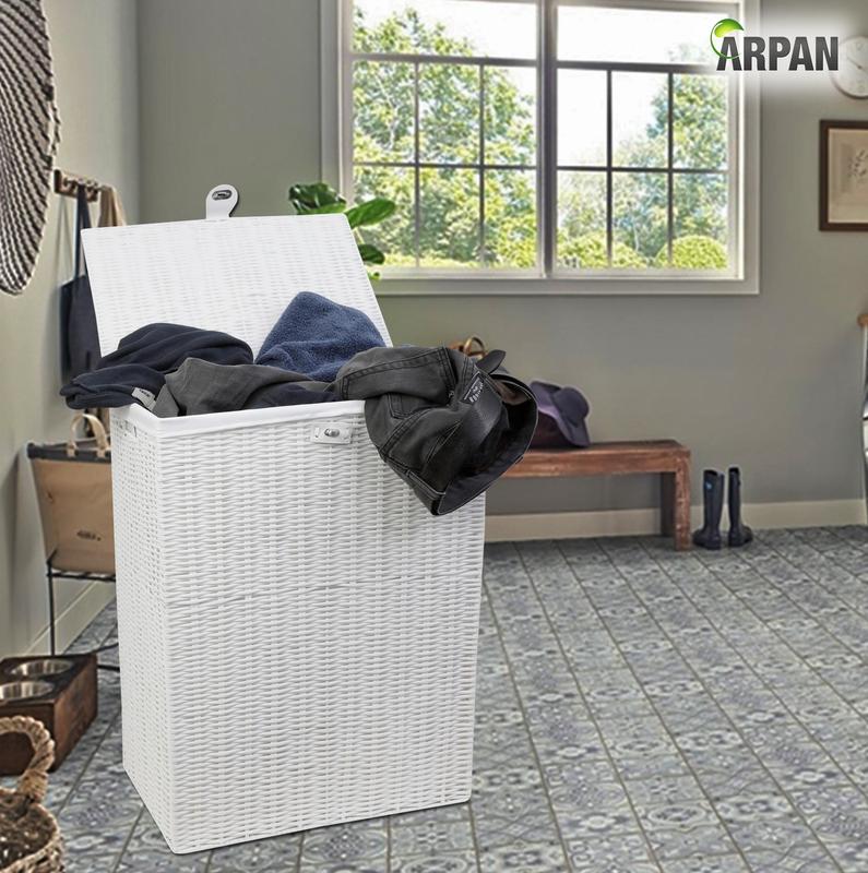 Arpan Resin Laundry Clothes Basket with Lid and Lining Storage Basket with Removable Lining Organiser 2