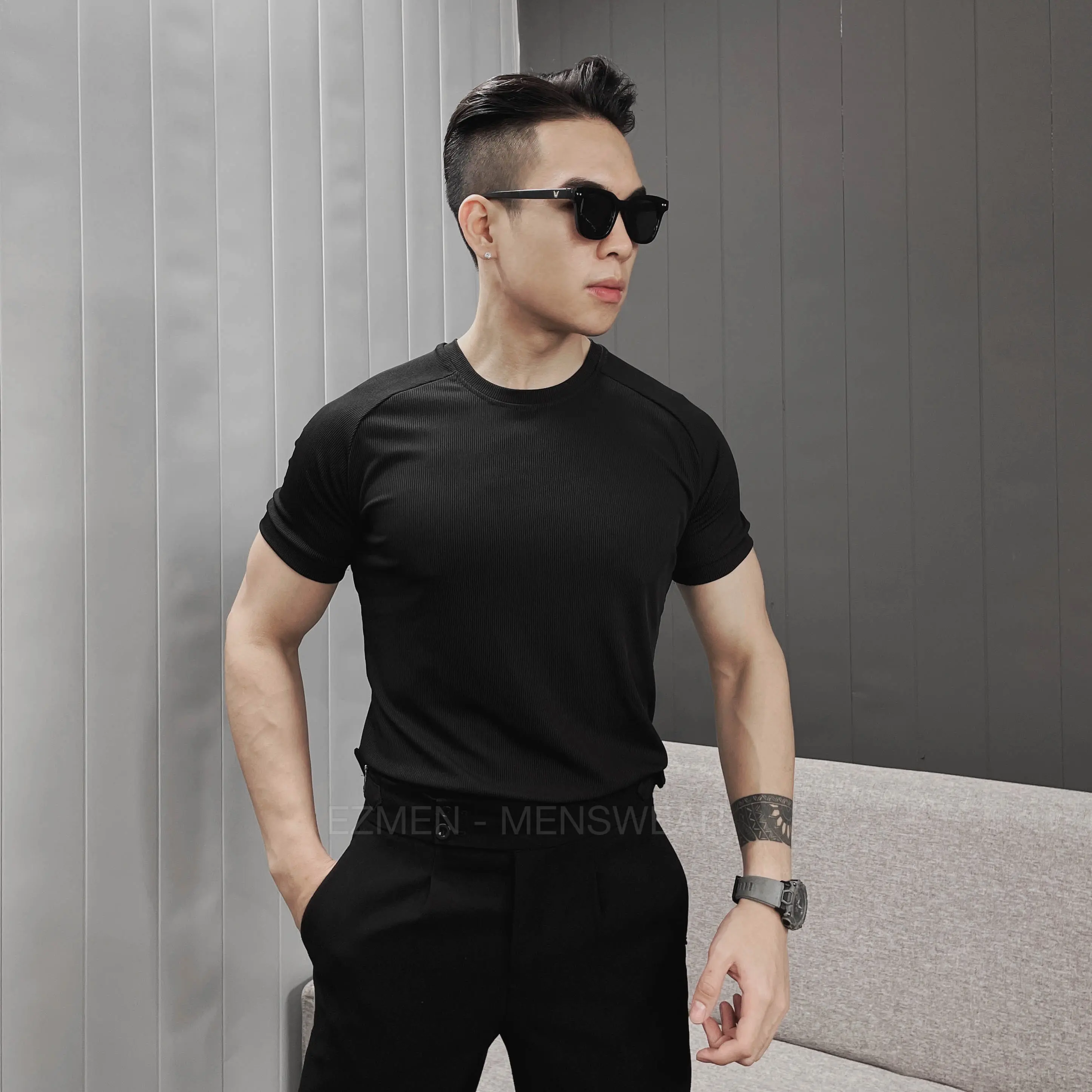 Áo thun gân co dãn 4 chiều tôn body