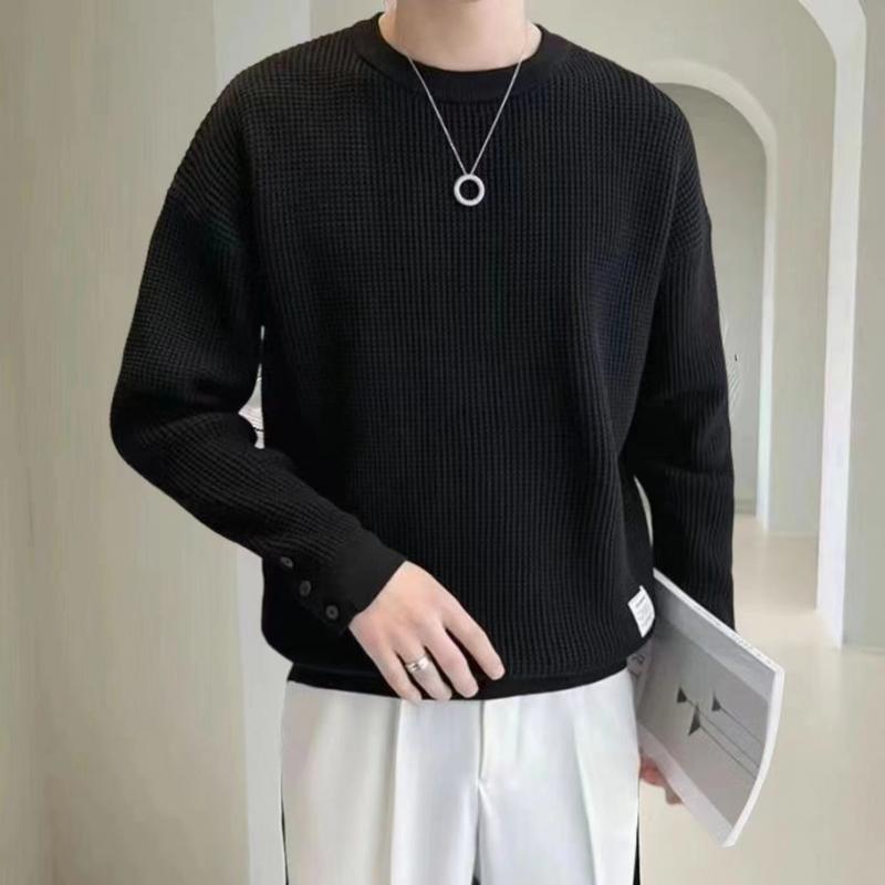 Áo Phong Cách Lười Biếng Màu Trắng, Dành Cho Nam Giới, Mùa Thu Và Mùa Đông, Mẫu Thiết Kế Cao Cấp Áo Cánh Dài Tay, Thương Hiệu Thời Trang Đồ Lót, Áo Sơ Mi Lớp Nền Cổ Thuyền Áo Sơ Mi Menswear 3