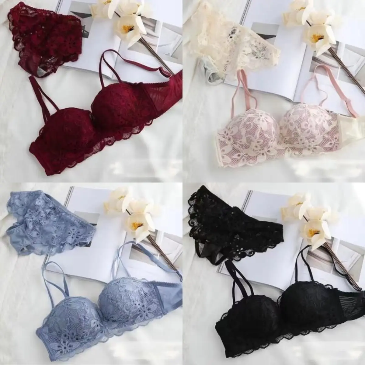 [LUX] L013 Bra Wanita Renda Tanpa Kawat Push Up Busa Tebal M/32-XL/38 Sport Bh Motif Nyaman
