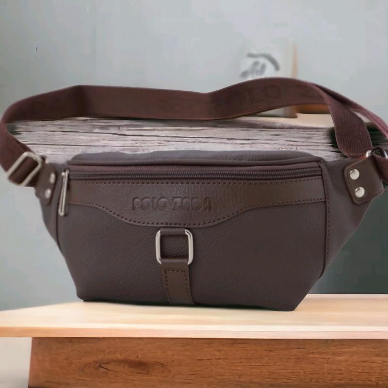 Waistbag Pria Bahan Kulit Pu leather Kekinian High Quality Premium Pinggang Cowok Slingbag 2