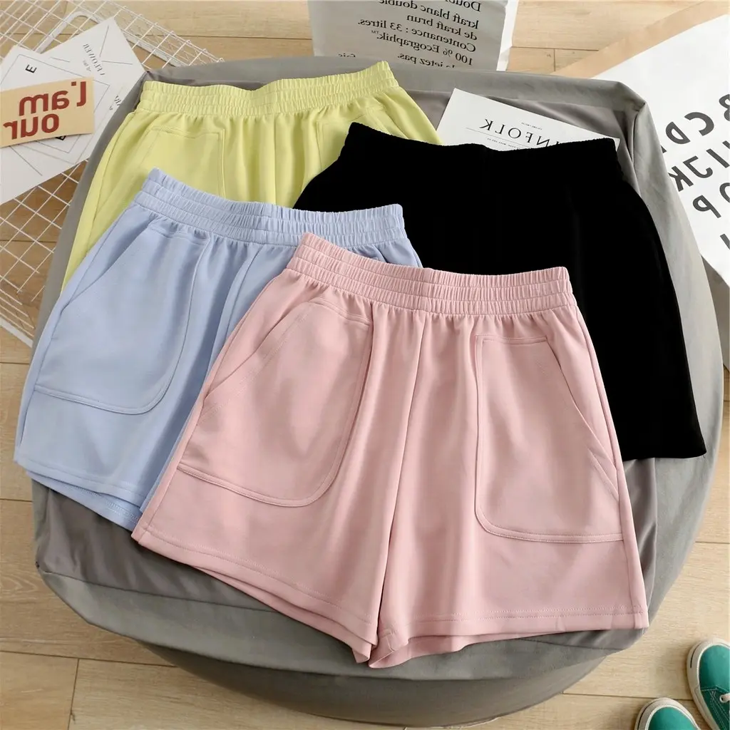 Ready Stock Fitness Running Shorts Women's High Waist Casual loose wide leg Shorts Plus Size
