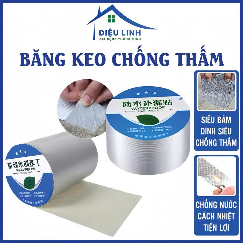 Băng Keo Chống Thấm 5cm Băng Keo Siêu Dính Đa Năng Cuộn 5m Bản To Keo Dán Chống Thấm Chống Dột Chống Nhiệt Cho Tường Trần Nhà Ống Nước Dieulinhshop