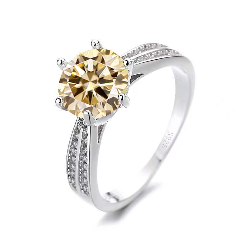 Elegant 925 Sterling Silver Six Claw Colored Moissanite Diamond Ring9