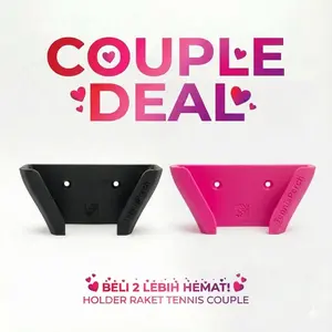 Universal Custom Name Tennis Racket Holder Wall Mounted TENNISPERCH 3D Printed PLA+ Material dengan Gantungan Tidak Menggores Raket Hitam / Putih