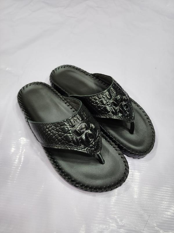 DÉP NAM DA BÒ THẬT QUAI KẸP DẬP VÂN GÙ G1 DéP   Đế Bằng