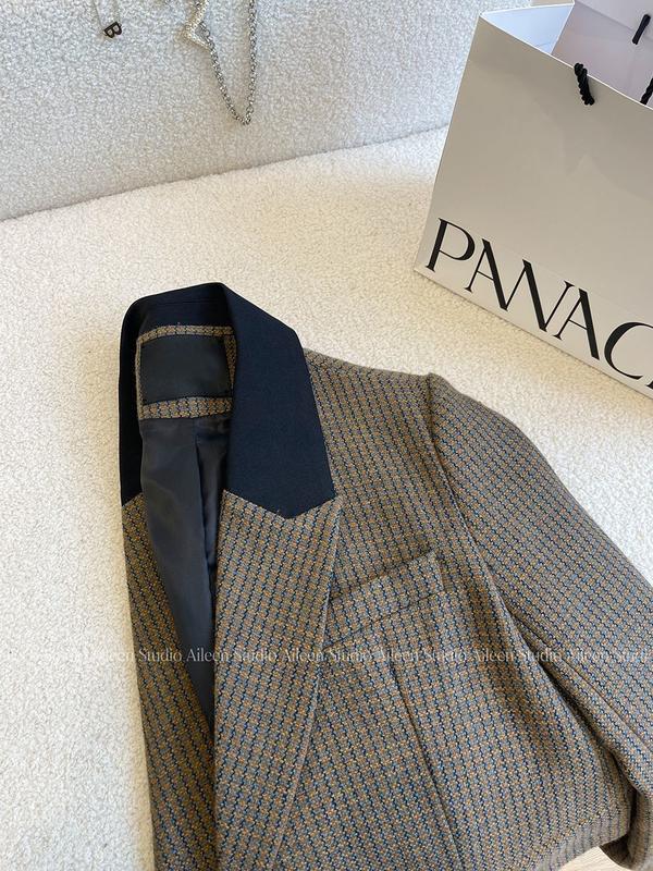 Product Introduction of Áo Blazer Len, Họa Tiết Răng Nanh Dành Cho Nữ, Hàng Mới Về 2024, Phong Cách Hàn Quốc, Dày Dặn, Cổ Điển, Dáng Rộng Vừa Vặn, Áo Âu Phục 7