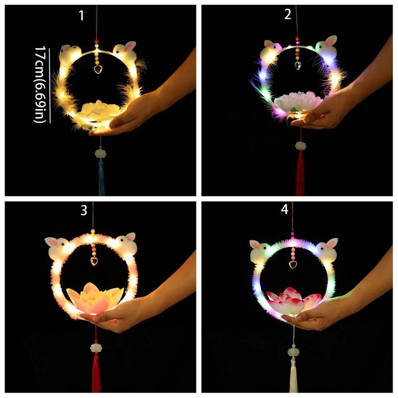 Portable With Tassels Children's Rabbit Lantern Chinese Style Traditional Bunny Handmade Lantern Finished Mid-Autumn Festival Lantern Mooncake Festival 2