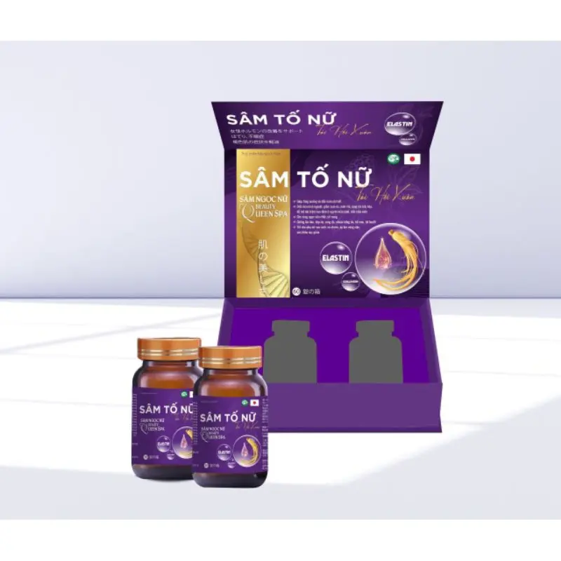 [Mua 1 Được 4] Combo Viên Uống Sâm Tố Nữ Tái Hồi Xuân (Hộp 2 Lọ 60 Viên) + Tặng 1 Hộp Collagen Khiết Hồng Nhan + 1 Hộp Vitamin E Đỏ Omega 3 + Mặt Nạ Cừu 3