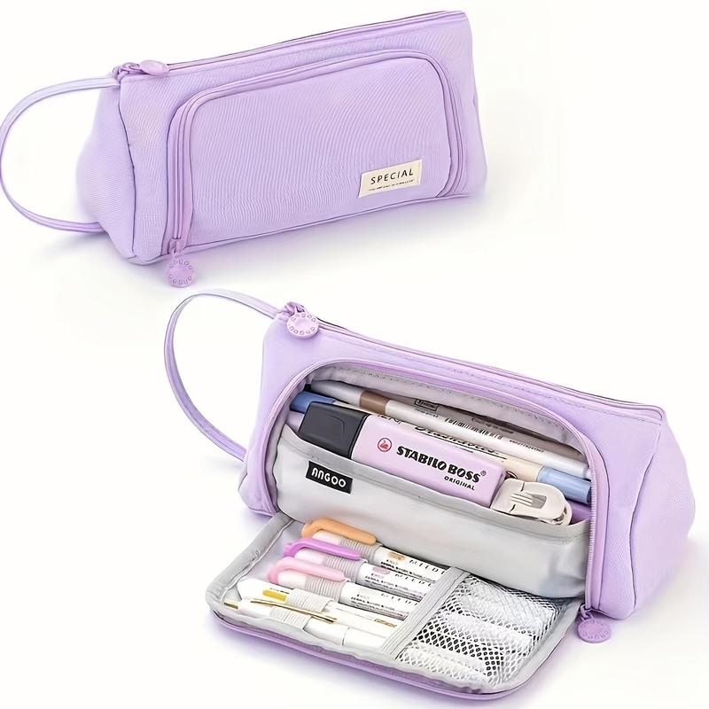 Product Introduction of Large Capacity Triangle Oxford Cloth Pen Case, 1 Count Durable Stationery Storage Bag, Stationery Organizer for School, Office and Travel 7