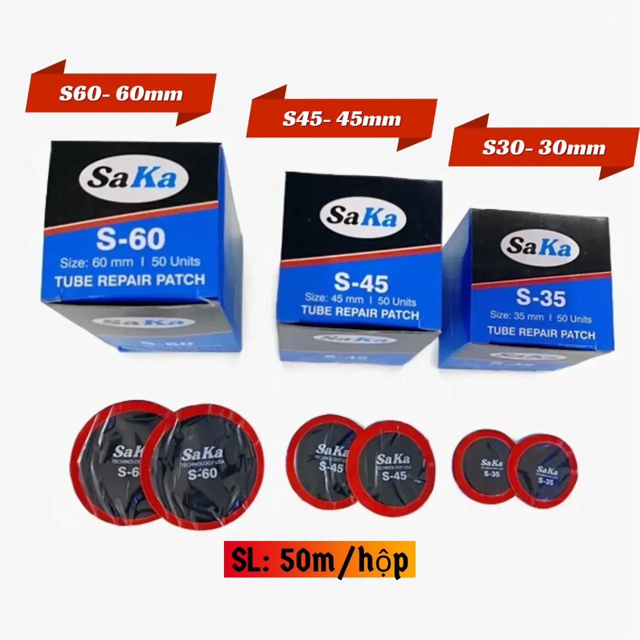 Miếng vá vỏ xe ga, miếng vá vỏ không ruột Saka- Tech