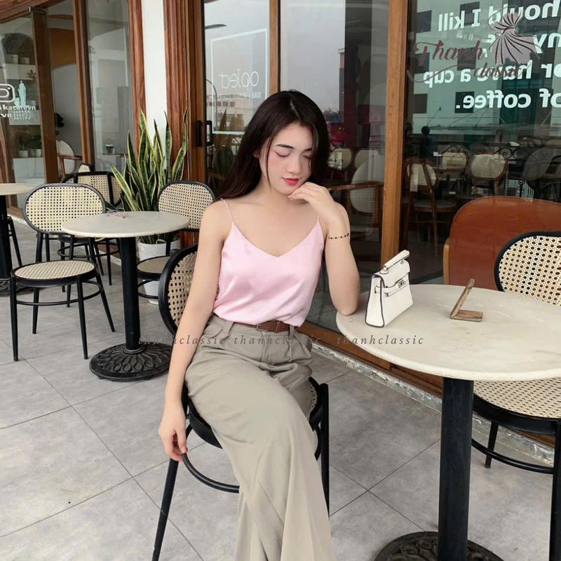 Áo 2 dây nữ cao cấp, áo vải lụa latin cao cấp mặc kèm blazer, chất vải mềm mịn, không nhăn - THANH CLASSIC Women 5