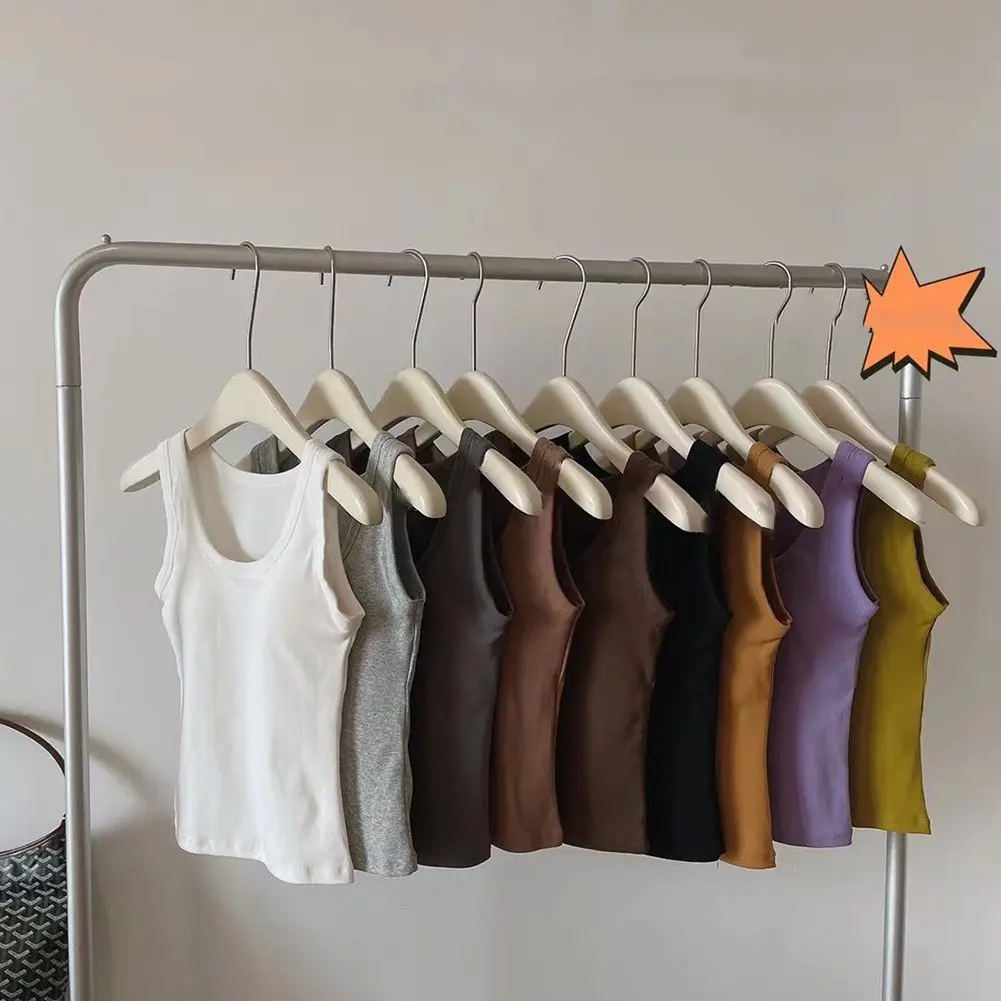 Tank Top With Builtin Bra Casual Basic Solid Off Shoulder Women Soft Comfortable