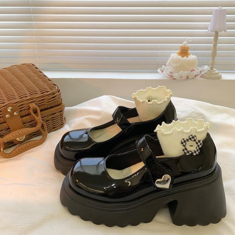 Giày lolita đế cao nữ thời trang giày cao gót đế đốc sang chảnh hiện đại mary jane 