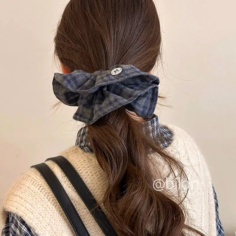 Scrunchie Dây Buộc Tóc, Thiết Kế Kẻ Sọc Bilan, Phong Cách Người Nổi Tiếng Trên Internet, Hàng Mới Về Năm 2025, Băng Đô Phong Cách Anh Quốc, Dây Buộc Tóc Búi Tóc, cài tóc