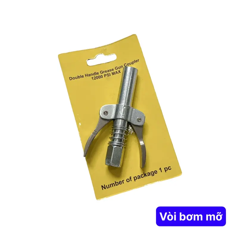 Đầu bơm mỡ lò xo bôi trơn áp suất cao, dạng 2 kẹp 6 chấu khóa tiện dụng rhino 0